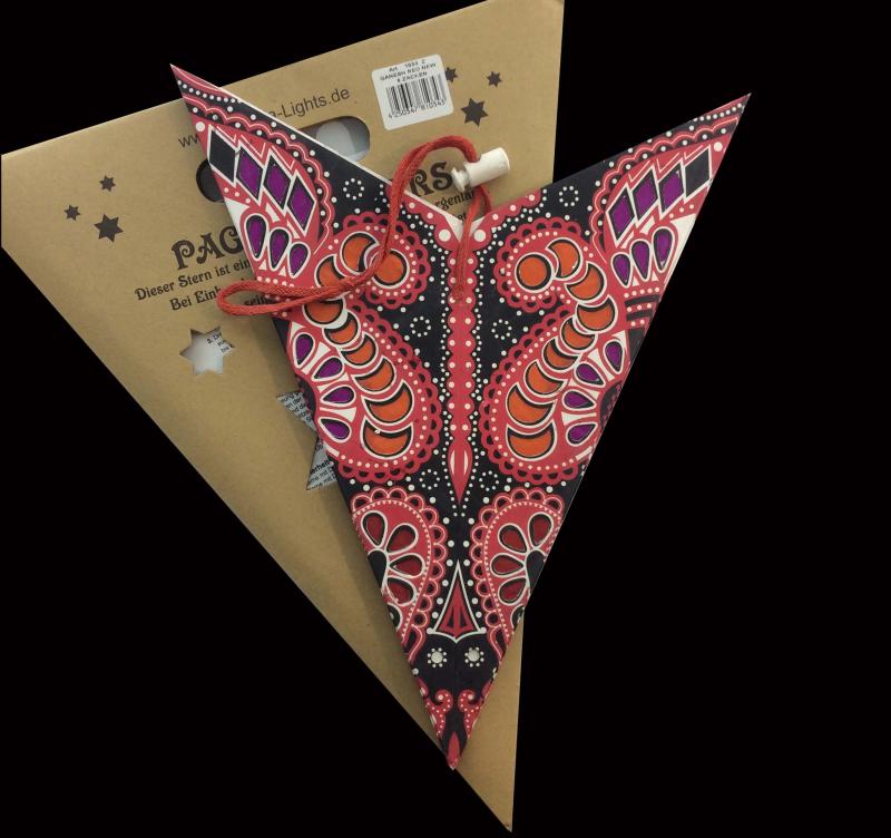 Ganesha red/white dots - Foldable glowing star, paper poinsettia with 5 points, 60 cm - Kopie